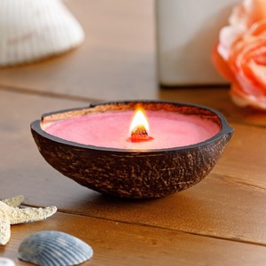 Unique Small Colored <b>Candles</b> in Coconut Shell - Product Image 1
