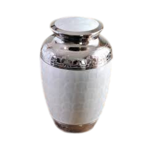 Urne funéraire artisanale en laiton blanc et argenté pour cendres humaines adultes, élégante urne commémorative en métal gravée, urnes funéraires pour enterrement. - Product Image 2