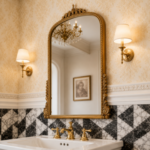 Luxury <b>Gold</b> Arched Wall <b>Mirror</b> Ornate Classic Frame Decorative Bathroom Vanity <b>Mirror</b> For Living Room Wall Decor - Product Image 2