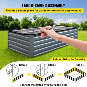 Galvanized 80\" X 40\" X 19\" Metal <b>Raised</b> <b>Garden</b> <b>Bed</b> <b>Kit</b> Gray Steel Planter Boxes <b>for</b> Outdoor Use <b>Garden</b> Buildings - Product Image 6