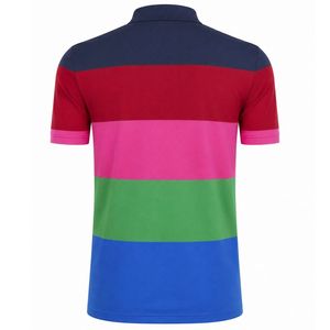 Polo pour homme à blocs de couleurs rouge, bleu et vert, à manches courtes, imprimé, haut de sport confortable pour l'entraînement de golf et les activités de plein air - Product Image 2