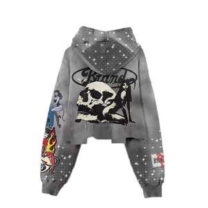 Custom Sweatsuit Distressed <b>Embroidery</b> Patchwork Two Piece <b>Set</b> Heavyweight Acid Wash Stacked Pants and Hoodie Tracksuits for Men - Product Image 5