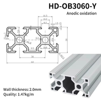 Profil Aluminium T-Slot Seri 3060 30x60 Sistem Rangka Ekstrusi Aluminium Industri untuk Rangka Mesin Otomasi