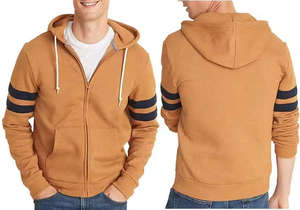 Sudadera con Capucha y Cierre para Hombre, Color Naranja Sólido, Algodón French Terry, Estilo Casual para Otoño, Corte Regular - Product Image 6