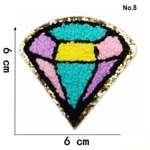 Custom Multi-Color Chenille <b>Glitter</b> Patches New Self-Adhesive Embroidered Alphabet Patches with Diamond Hearts - Product Image 3