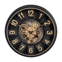 Jam Dinding Modern Plastik 18 Inch Hitam Kerangka Berlapis Bingkai Quartz 3D Dial Mudah Dibaca Bertenaga Baterai untuk Dekorasi Kafe Hotel