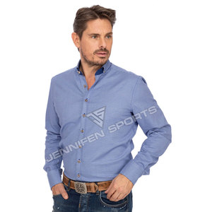 Camisas casuales de manga larga para hombre, a cuadros azules y blancos, ajustadas, estilo bávaro, camisas de vestir, camisa bávara para hombre - Product Image 5