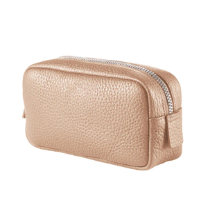 Leather Toiletry Bag Cosmetic <b>Case</b> Small Zipper Closure Portable <b>Makeup</b> Bag Simple Style Beige Color Toiletry Bag Travel - Product Image 2