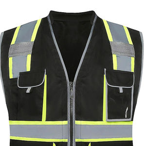 Gilet de sécurité noir imperméable, respirant, à séchage rapide, grande taille, en polyester, avec poches cargo réfléchissantes, pour la sécurité et la patrouille - Product Image 3