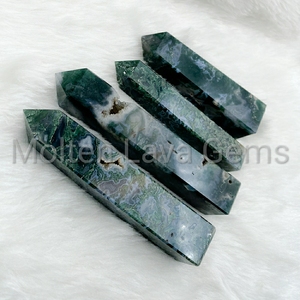 Torre de Ágata Musgosa Natural, Punta de Cristal Verde, Ágata Dendrítica, Piedra Curativa para Reiki, Meditación, Decoración, Venta al por Mayor - Product Image 3