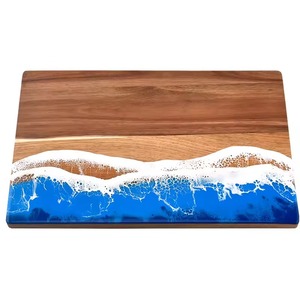 Planche à découper en bois rectangulaire avec incrustation de résine étoiles colorées, antidérapante, compatible lave-vaisselle – Offre Spéciale - Product Image 6