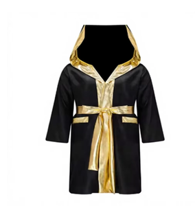 PROFIT SPORTS Robe d'entraînement de boxe de haute qualité pour hommes, broderie personnalisée, impression, respirante, séchage rapide, satin noir, toutes saisons - Product Image 5