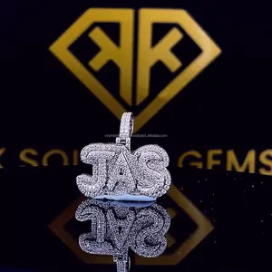 Göz kamaştırıcı buzlu Out Hip Hop kolye made in Lab yetiştirilen yuvarlak parlak kesim elmas erkekler için 925 ayar gümüş