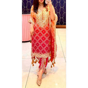 ชุด Kaftan พิมพ์ลายสวยงามพร้อมชุด dhoti XL สำหรับใส่ไปงานปาร์ตี้ - Product Image 2