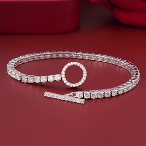 Pulsera de tenis de oro blanco de 14K con diamante redondo cultivado en laboratorio de 5.17 CT, cierre de palanca, chapado en rodio, certificado IGI, ideal para regalo - Product Image 1