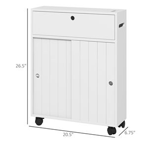 Mobiletto da Bagno Sottile in Legno con 4 Ruote, Porta Scorrevole per Carta Igienica, Ideale per Spazi Ristretti e Uso Domestico - Product Image 2