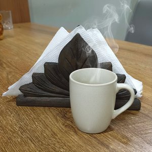 Portapañuelos de Madera con Forma de Hoja, Hecho a Mano, Estilo Wabi Sabi, Decoración de Escritorio para el Hogar y la Oficina - Product Image 1