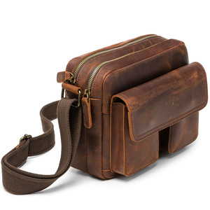 Vintage Crazy Horse Leather Mens Crossbody Bag Women Handbag Small Messenger Bag Laptop <b>Briefcases</b> - Product Image 3