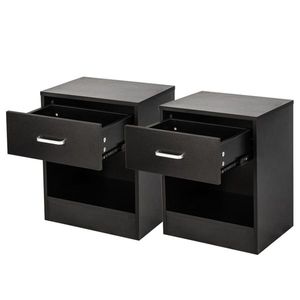 Comodini neri da 2 pezzi con cassetto, elegante accessorio per l'arredamento - Product Image 4
