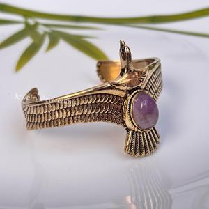 Brass eagle cuff bangle <b>amethyst</b> wholesale Fashion Brass Adjustable Cuff Bangle for Women Handmade Designer Stackable breselet - Product Image 1