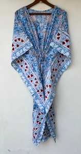 Vestido Kaftán sin Mangas de Algodón con Estampado Tropical Digital, Informal, de Verano, para Mujer, para la Playa, Islas del Pacífico Asiático - Product Image 5