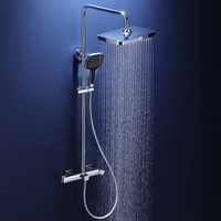 Douche supérieure 10 pouces avec douchette de massage, design tendance, quatre fonctions, robinet de salle de bain moderne, chromé
