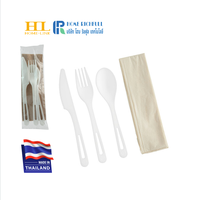 Kit de Couverts Jetables Homelink de Luxe Emballés Individuellement, Compostables, Écologiques, Biodégradables en PLA Plastique Blanc – Fourchette et Cuillère à Thé