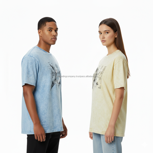 T-shirt épais 240 g/m² délavé à l'acide, personnalisable avec logo, pour homme, coupe oversize, uni, vintage, coupe carrée, unisexe, streetwear, vente en gros - Product Image 3