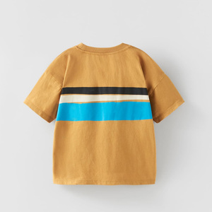 เสื้อยืดแขนสั้นสีพื้น คอกลม ผ้าเจอร์ซีย์ สไตล์ลำลอง โลโก้ด้านซ้ายหน้าอก สำหรับเด็กผู้ชาย - Product Image 2