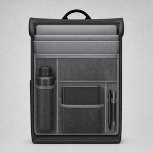 Sac à dos SOREN à fermeture roll-top 20-39L en matériaux recyclés, sac à dos minimaliste pour ordinateur portable avec fermeture à boucle et bretelles - Product Image 3