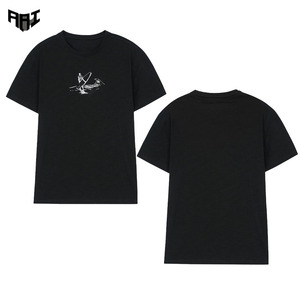 Camiseta Gráfica Negra para Hombre, Corte Holgado, Estilo Casual Urbano, 100% Algodón, Fabricante Mayorista, Manga Corta, Cuello Redondo - Product Image 1