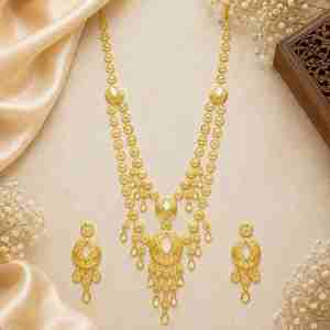 ชุดเครื่องประดับเจ้าสาวแบบยาวสไตล์ดูไบ ทองคำแท้ 14K 18K 24K ขายส่ง ชุดเครื่องประดับแฟชั่นสไตล์ตุรกี ชุดเครื่องประดับดีไซน์ดั้งเดิม - Product Image 3