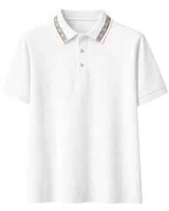 Camisa Polo Blanca Personalizada para Hombre, Mezcla de Algodón, Informal, Manga Corta, Verano, con Detalle de Cuello en Contraste Estampado, Diseño Clásico - Product Image 1