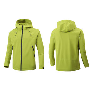 <b>Men</b> Hooded Windbreaker <b>Jacket</b> Lightweight Waterproof Solid Color Casual Outdoor Autumn Wear Polyester Shell Zipper Closure - Product Image 1