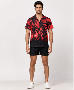 Chemises de plage tropicales personnalisées pour hommes, chemises boutonnées décontractées pour les vacances, chemises hawaïennes à manches courtes, vêtements de plage d'été à fleurs, vente en gros - Product Image 1