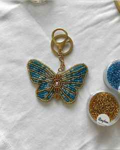 Classic Eco-Friendly Embroidered Flower Handmade Crystal Beaded Carabiner <b>Keychain</b> for Girls with Floral Pendant Charm - Product Image 5