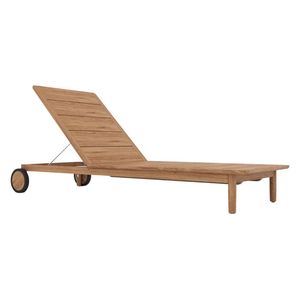 Chaises longues d'extérieur en bois à roulettes, mobilier de jardin de luxe, style nordique, pour villa, patio, balcon, chaise longue imperméable - Product Image 1