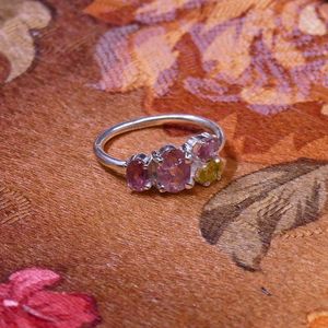 Bague classique pour femme en argent sterling 925 plaqué or avec pierres précieuses multi-tourmalines, idéale pour les mariages - Product Image 5