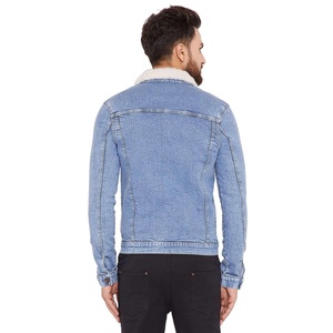 Men's Slim Fit Denim Jacket With Faux Fur Lining Turn-<b>down</b> Collar Casual Washed Blue Jacket Autumn Wear - Product Image 6