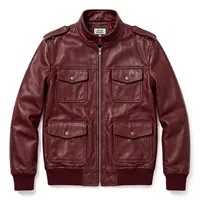 Vestes d'hiver décontractées en cuir véritable de qualité supérieure pour hommes, col montant, fermeture éclair imperméable, effet délavé, doux, confortable et durable