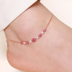 Cadeau de Noël pour la Saint-Valentin, Radiant Links, chevillère en argent sterling 925 plaqué or rose pour femmes et filles - Product Image 5