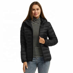 Plus Size <b>Ladies</b> Puffer Jackets in Black Color <b>Hooded</b> Full Sleeves Zip up <b>Winter</b> Warm Casual Wear Jackets and <b>Coats</b> - Product Image 1