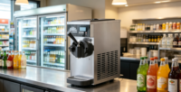 Machine à glace molle à tête unique XY pour comptoir, équipement commercial automatique pour la préparation de glaces pour les salons de thé à bulles