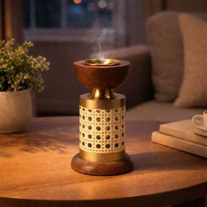 Modern Raw Design Hand-Made Sandalwood Incense Burner With Brass Base Aromatic <b>Diffuser</b> For Home Decor All-Season Incense Burner - Product Image 1