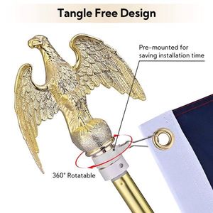 Ensemble de mât de drapeau de bureau présidentiel de luxe de 6 pieds avec drapeau américain d'intérieur à aigle doré, idéal pour les panneaux d'affichage - Product Image 2
