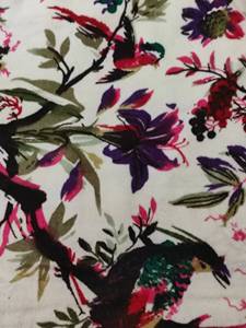 Tissu en velours de coton imprimé à la main, motif oiseaux et fleurs sur fond blanc, vendu au mètre, tissu de haute qualité - Product Image 5