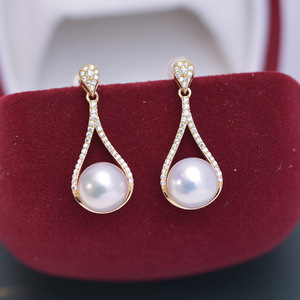 Pendientes de Perlas de Agua Dulce Blancas de 9-10 mm, Plata de Ley S925, para Mujer, Luz Intensa, Ligeras Imperfecciones, Edición Coreana - Product Image 1