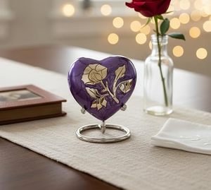 Premium and elegant Brass Heart Cremation <b>Memorial</b> <b>Keepsake</b> Urn Ash Holder Featuring Durable Premium Exterior Craftsmanship - Product Image 5