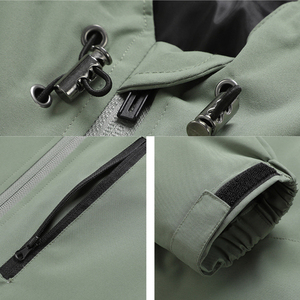 Chaqueta Bomber de Lana Gris para Hombre ORREN INTERNATIONAL, Impermeable, Cortavientos, con Capucha, Cuello Cuadrado, Cierre de Cremallera, Casual, Primavera - Product Image 5