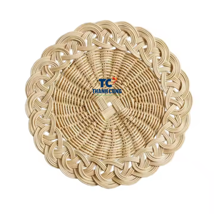 Cargadores de mesa de ratán natural hechos a mano ecológicos y manteles individuales redondos estilo de diseño moderno para servir alimentos - Product Image 1